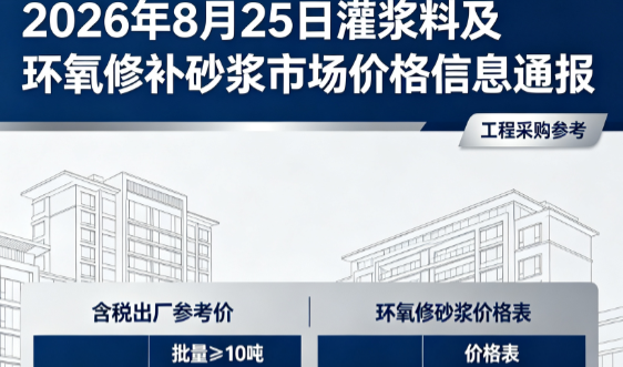 溧水2026年8月25日灌浆料及环氧修补砂浆市场价格信息通报